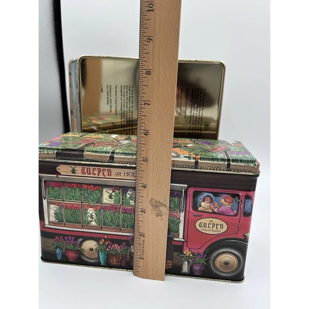 3 Vintage Tins European Market‎ Trucks Holland Tulips Greece France Decor